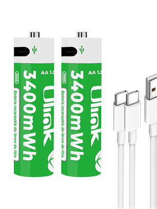 Pilas 2x AA con carga USB C de 3400mWh Mod. UL-BAT2A2