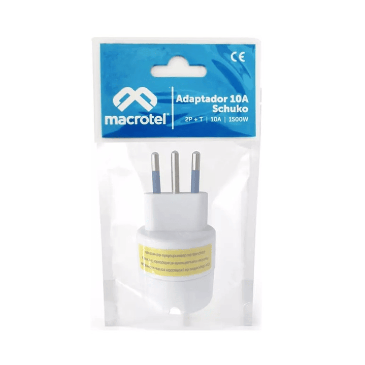 Adaptador Schuko Certificado 10A 250V 1500W Macrotel 1