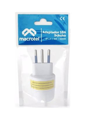 Adaptador Schuko Certificado 10A 250V 1500W Macrotel