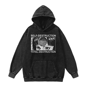 Self Destruction Total Destruction - Hoodie Acid Wash