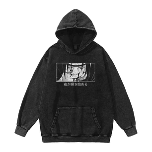 Itachi Uchiha - The Night Begins To Shine - Hoodie Acid Wash