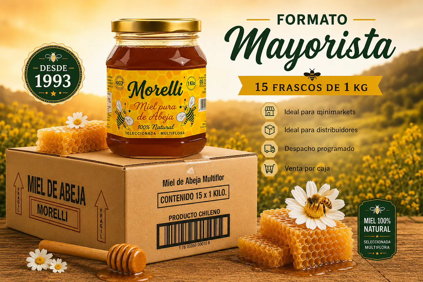 Caja de Miel Morelli De Abeja Multiflora de Kilo 1