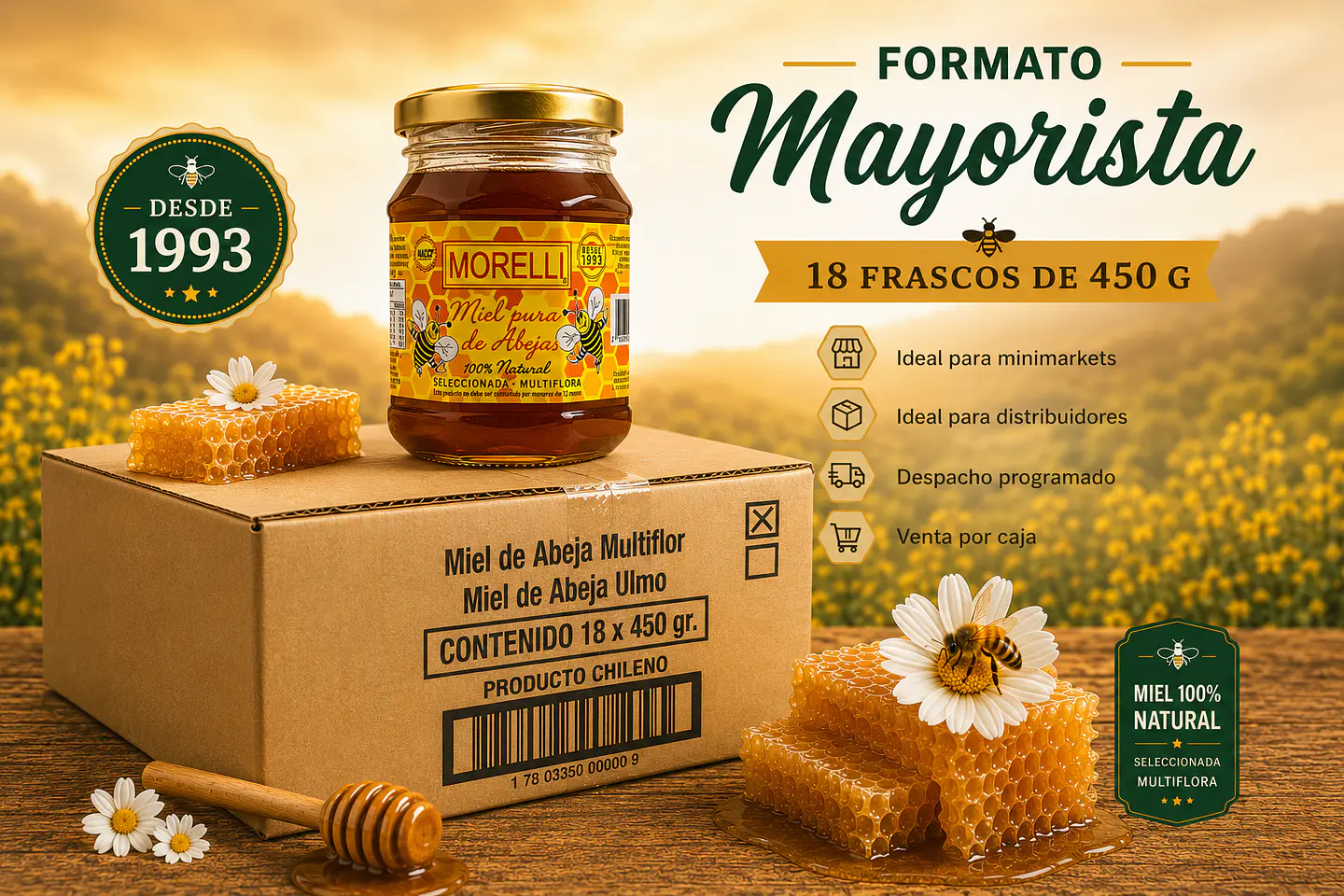 Caja de Miel Morelli De Abeja Multiflora de 450g 1
