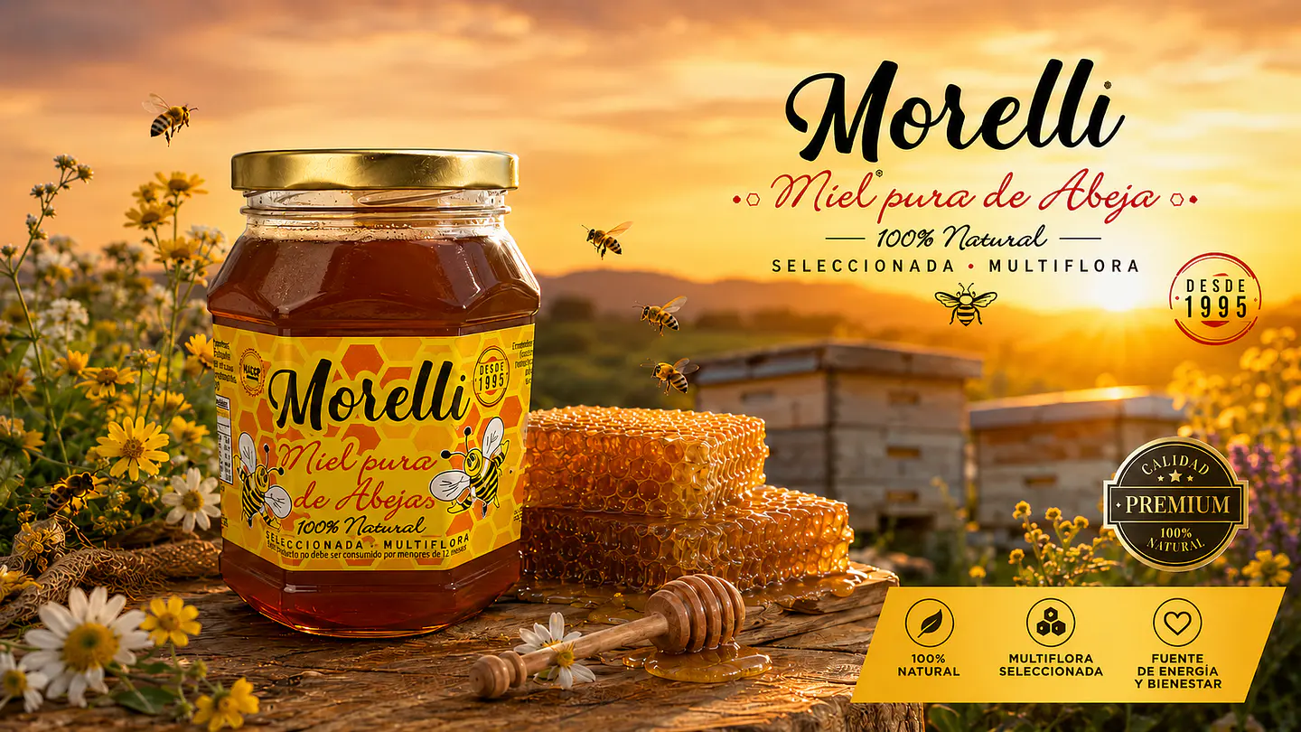 Banner Miel Morelli calidad premium