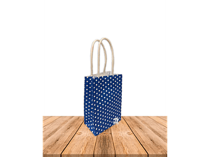 Pack de 20 bolsas de regalo azul puntos blancos 15x9x6 cm
