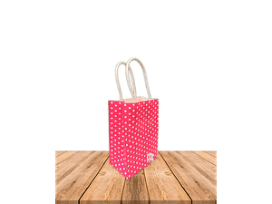 Pack de 30 bolsas de regalo fucsia puntos blancos 15x9x6cm