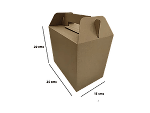 Caja autoarmable tipo maleta Lonchera 25x20x15 cartón microcorrugado 12 unid