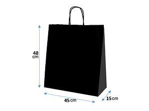 Bolsa Papel Negro 48x45x15 cm  con manilla torcida