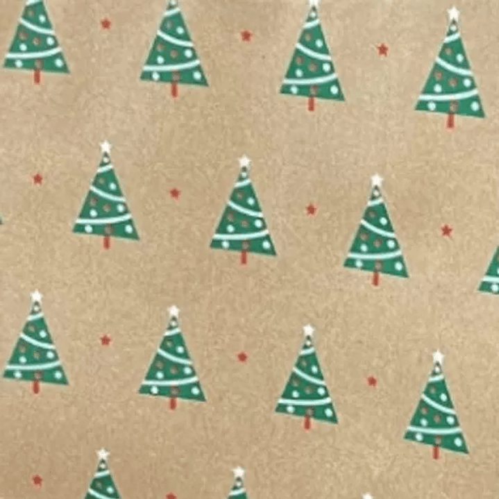 Pack 200 bolsas navideñas de papel kraft 20x14x8 pinos de navidad verdes 2