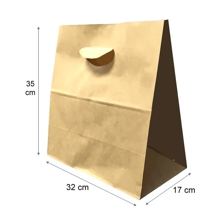 Bolsa Kraft con manilla troquelada 32X35X17 delivery 500 unid 1