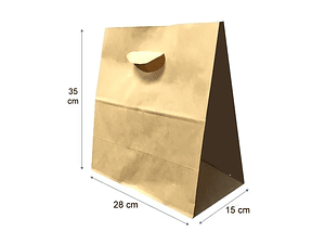 Pack 500 unid. Bolsa Kraft Con manilla troquelada para delivery 28X35X15