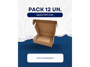 Set 12 cajas autoarmables 36x27x9 cm de cartón microcorrugado