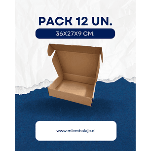 Set 12 cajas autoarmables 36x27x9 cm de cartón microcorrugado