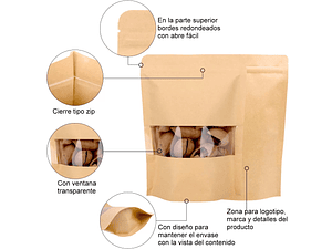Set 100 bolsas doypack 26x35 cm con ventana