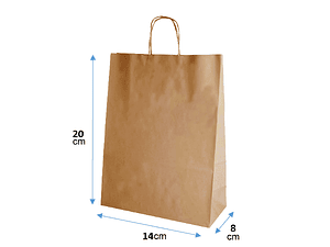 Pack bolsas de papel kraft 20x14x8 cm