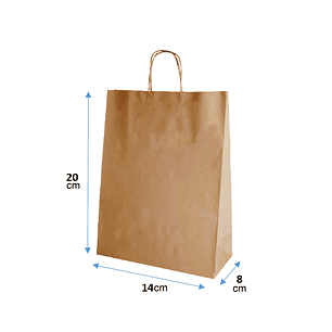 Pack bolsas de papel kraft 20x14x8 cm