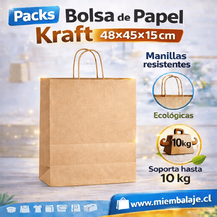 Pack Bolsas papel kraft : 48x45x15cm 1