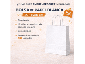 Bolsa blanca 20x14x8 cm manilla torcida