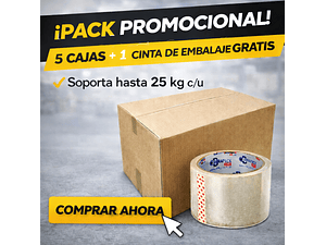 Pack 5 cajas de cartón 60x40x40 20 C + cinta de embalaje de regalo