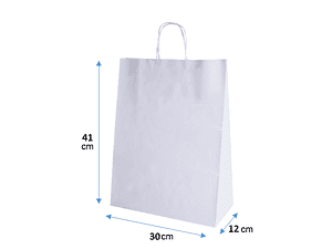 BOLSA PAPEL BLANCO CON MANILLA 41X30X12CM 