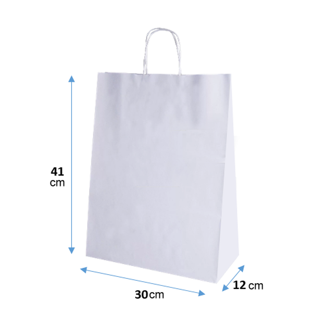 BOLSA PAPEL BLANCO CON MANILLA 41X30X12CM  2