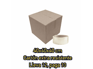  pack 12 unidades caja 40x40x40 ultra resistente + cinta de embalaje de regalo