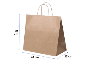 Bolsa Papel Kraft apaisada 40X30X12 Cm