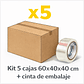 Pack 5 cajas de cartón 60x40x40 cm + cinta embalaje  - Miniatura 1