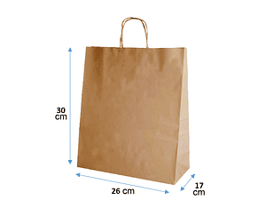 Pack 50 Bolsas papel kraft delivery 30x26x17 fuelle XL