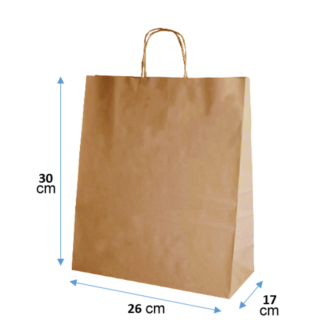Pack 50 Bolsas papel kraft delivery 30x26x17 fuelle XL 1