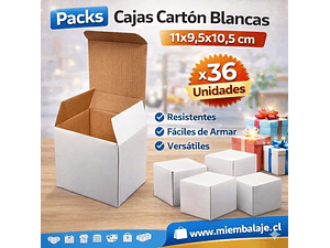 Set 36 cajas blancas 11,0x9,5x10,5 blancas cartón microcorrugado