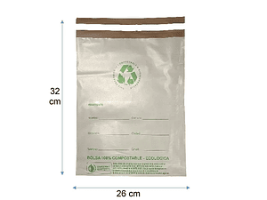 Bolsa Para Encomienda Courier Compostable 26x32 cm