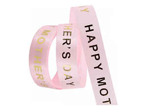 Cinta de satín día de la madre 5 metros rosada