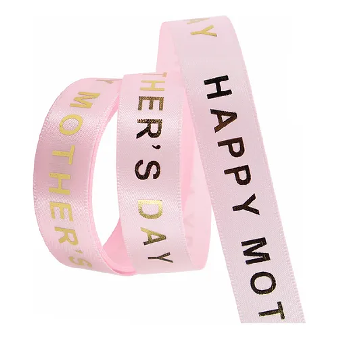 Cinta de satín día de la madre 5 metros rosada 1