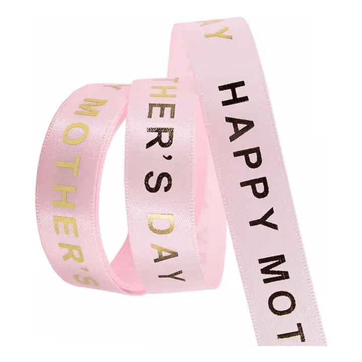 Cinta de satín día de la madre 5 metros rosada 1