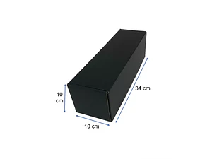 Caja Courier Negra Lujo 34x10x10 cm para 1 Botella | Packaging Premium