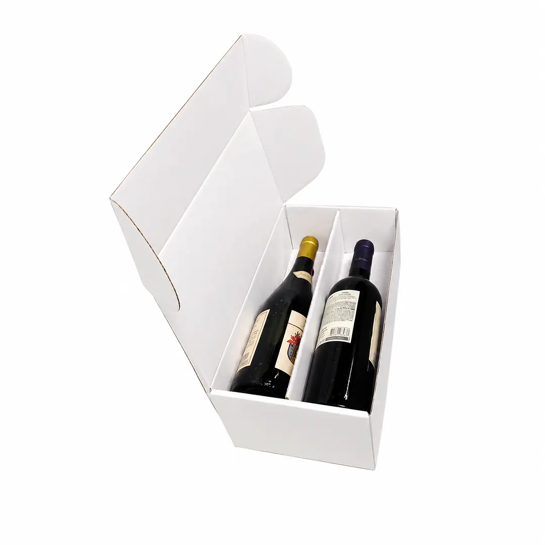 Caja Blanca Lujo 34x17x10 cm para 2 Botellas | Packaging Premium 2