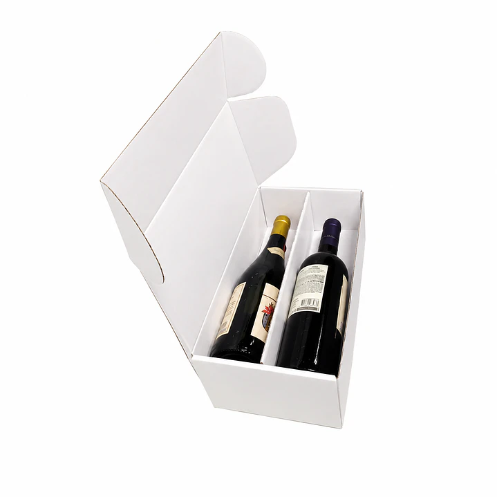 Caja Blanca Lujo 34x17x10 cm para 2 Botellas | Packaging Premium 2