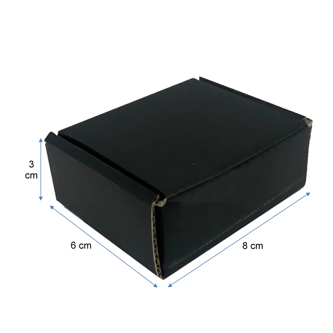Caja de Cartón Autoarmable 8x6x3 cm Negra Lujo 100 unid 1
