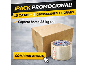 Pack 10 cajas de cartón 60x40x40 20 C + 2 cinta de embalaje de regalo