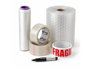 Pack despacho listo cintas film plastico burbuja y marcador