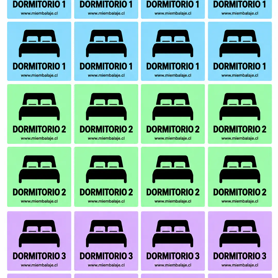 kit organiza tu mudanza “72 etiquetas 6x6 cm + Guía práctica de mudanza”. 1