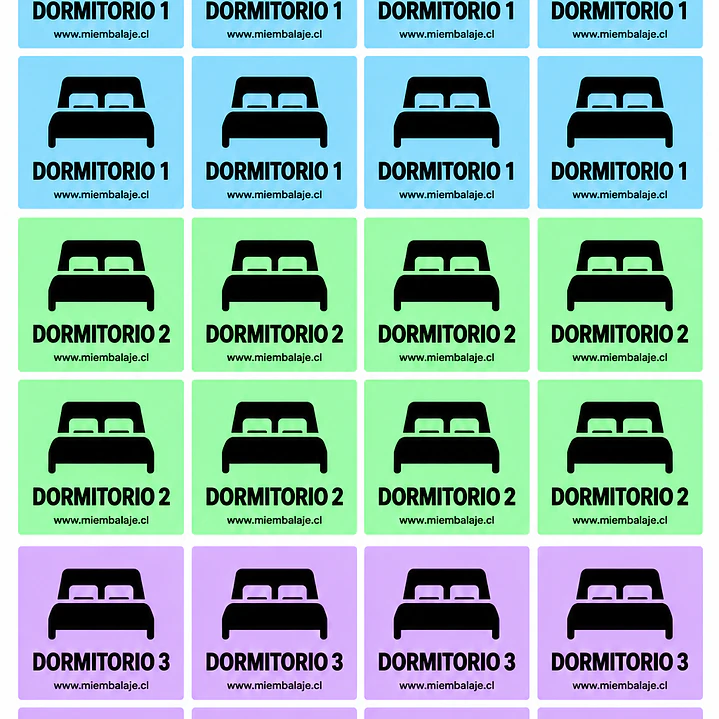 kit organiza tu mudanza “72 etiquetas 6x6 cm + Guía práctica de mudanza”. 1