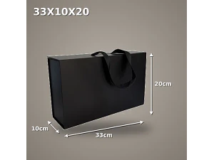 Caja Magnética Negra Premium para Packaging Elegante 33x20x10 con manilla cierre imantado
