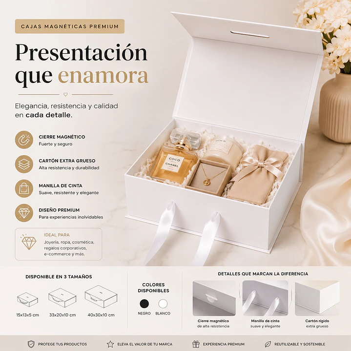 Caja magnética blanca  40x30x10 imantada 2