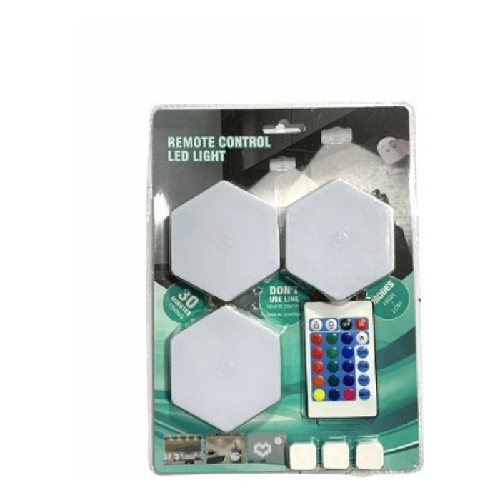 Set De 3 Luces Hexagonales Led Rgb + Control Innovador  4