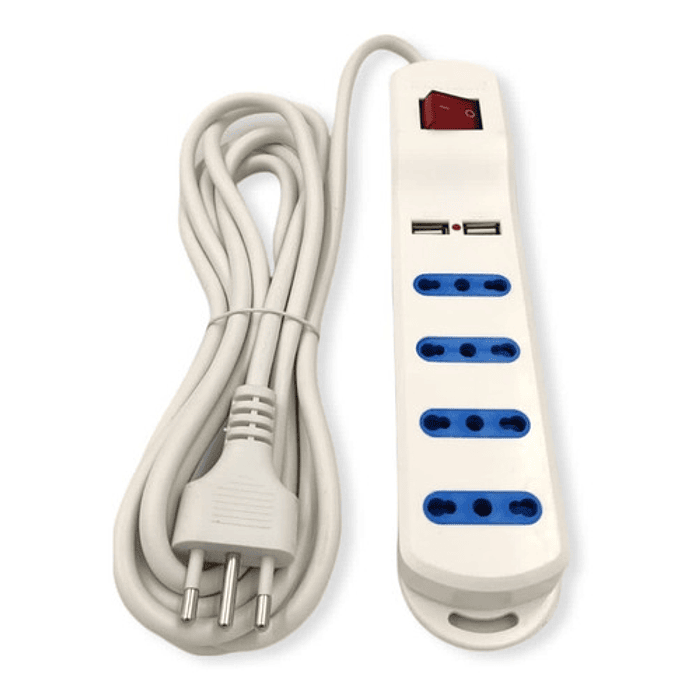 Pack X2 Alargador Zapatilla Eléctrica 4 Tomas 3 Mts Con Usb 2