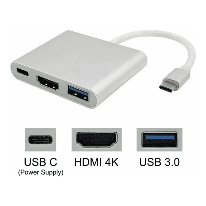 Adaptador Hub 3 En 1 Usb Tipo C A Usb-c Hdmi Usb3.0 Para Mac 7