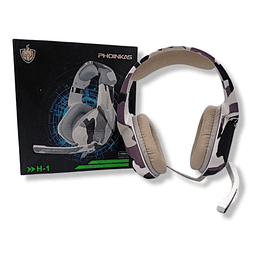 Audifonos Gamer Camuflaje H1 Con Micrófono Y Auxiliar