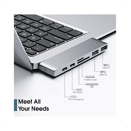 Multi Hub Adaptador Usb Tipo C 6 En 1 Par Macbook Chromebook